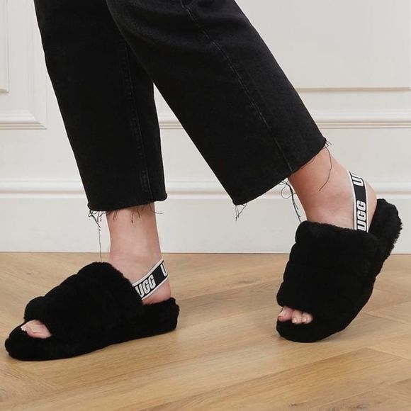 New UGG Fluff Yeah Flatform Slippers Black Size US 10 - Picture 1 of 15